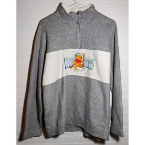 Vintage Winnie The Pooh Women's Large Pullover 1/4‎ Zip Fleece Christmas Disney